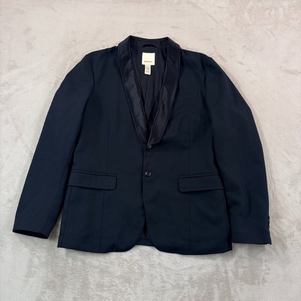 Diesel 2 Button Shawl Tuxedo Jacket Blazer in Black Wool Blend Men XL Designer